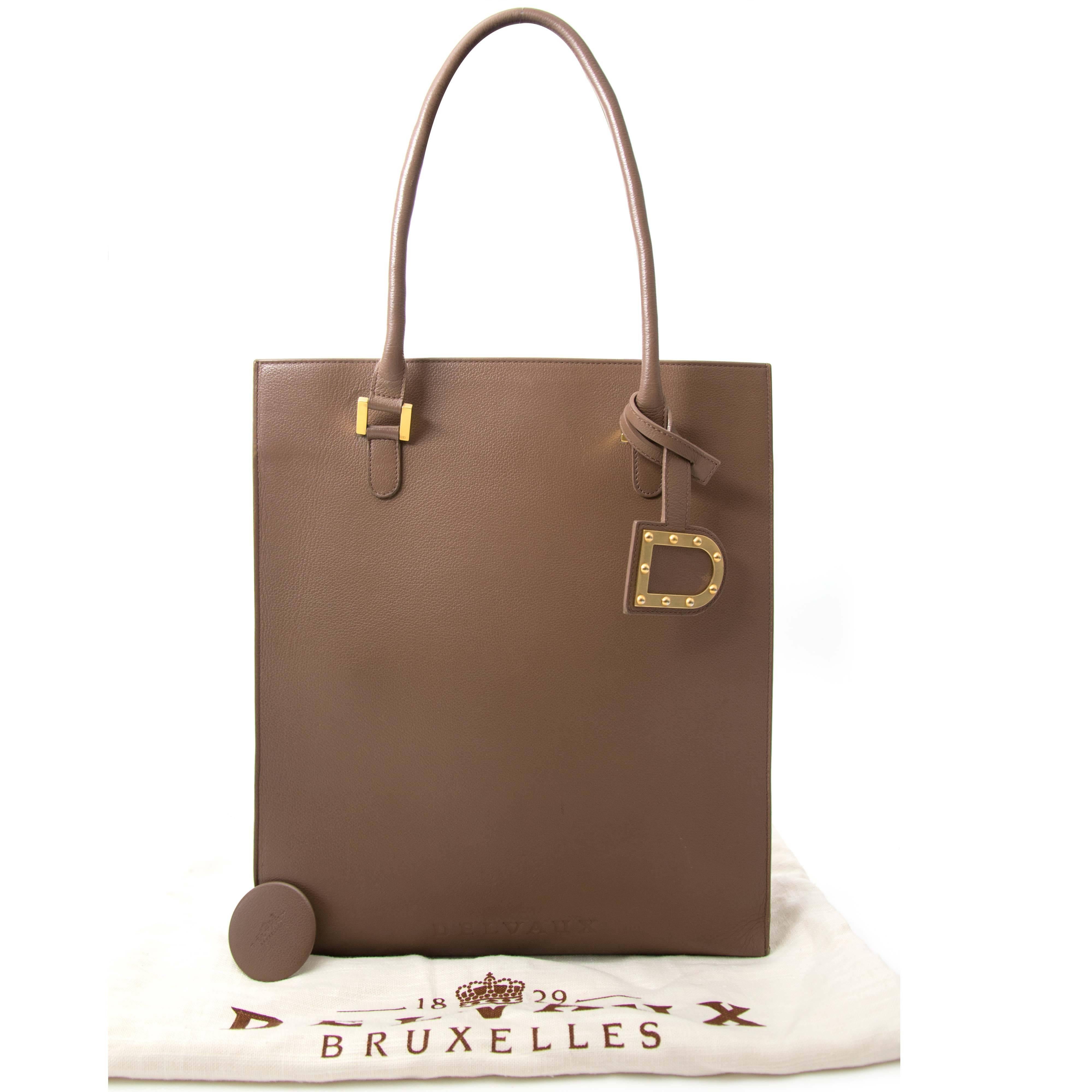 Women's or Men's Delvaux Taupe Leather Paper Bag