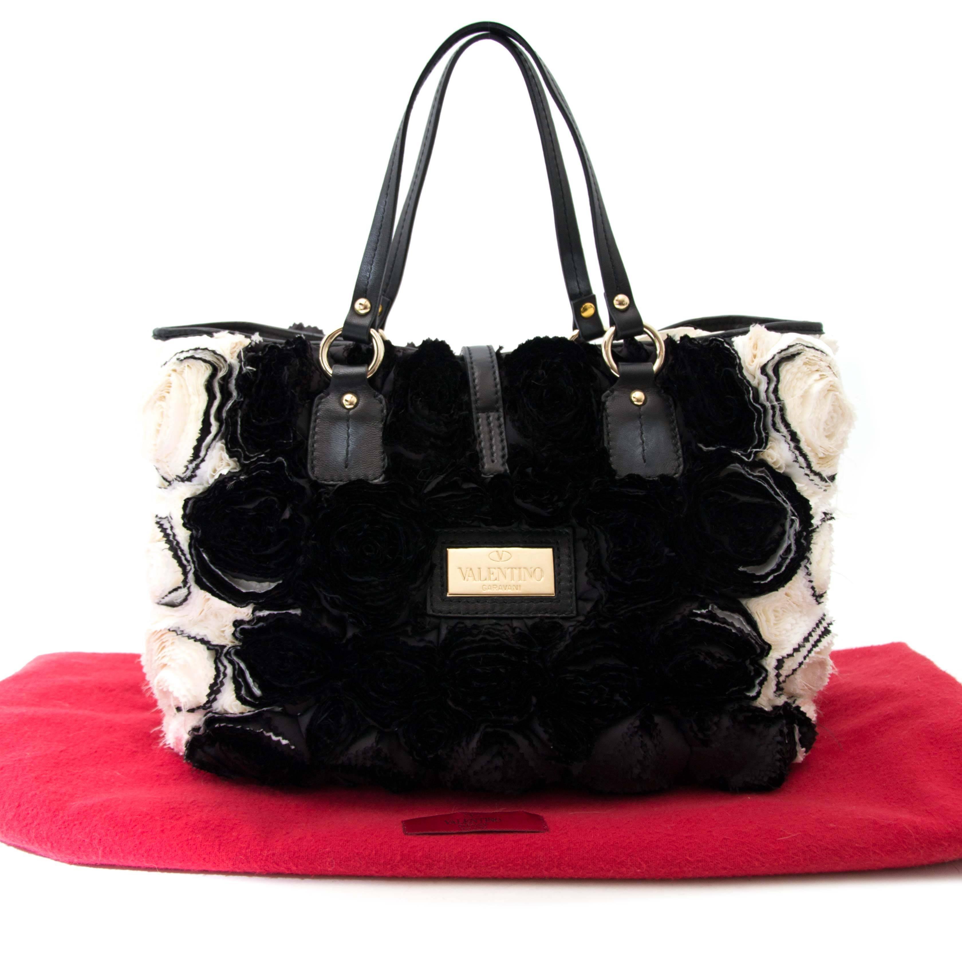 Women's Valentino Rosette Black and White Shoulder Bag
