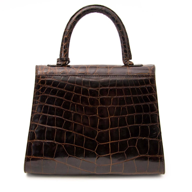 Delvaux Brillant PM Crocodille Brown GHW In Good Condition In Antwerp, BE