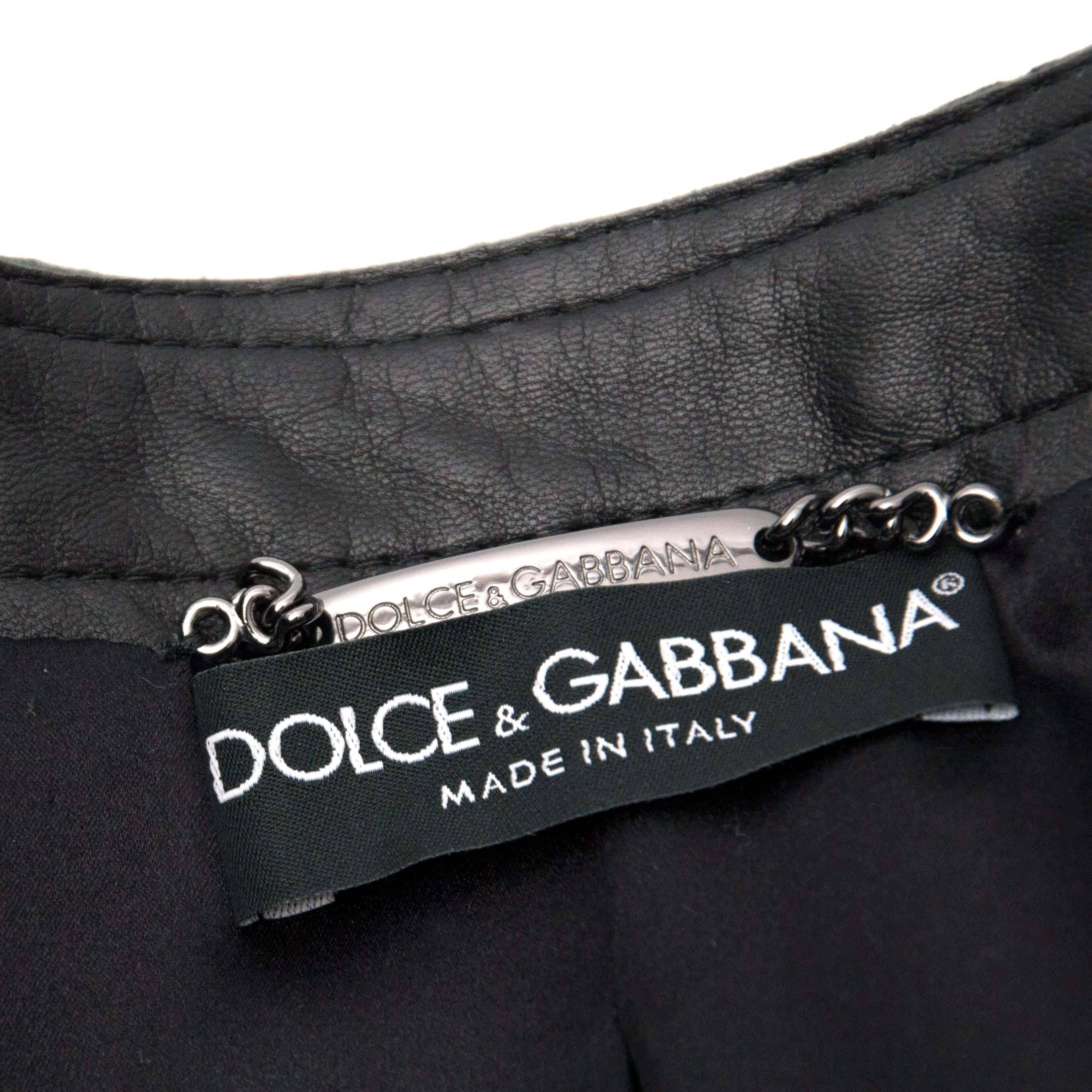 Dolce And Gabbana Black Leather Woven Vest In Good Condition In Antwerp, BE