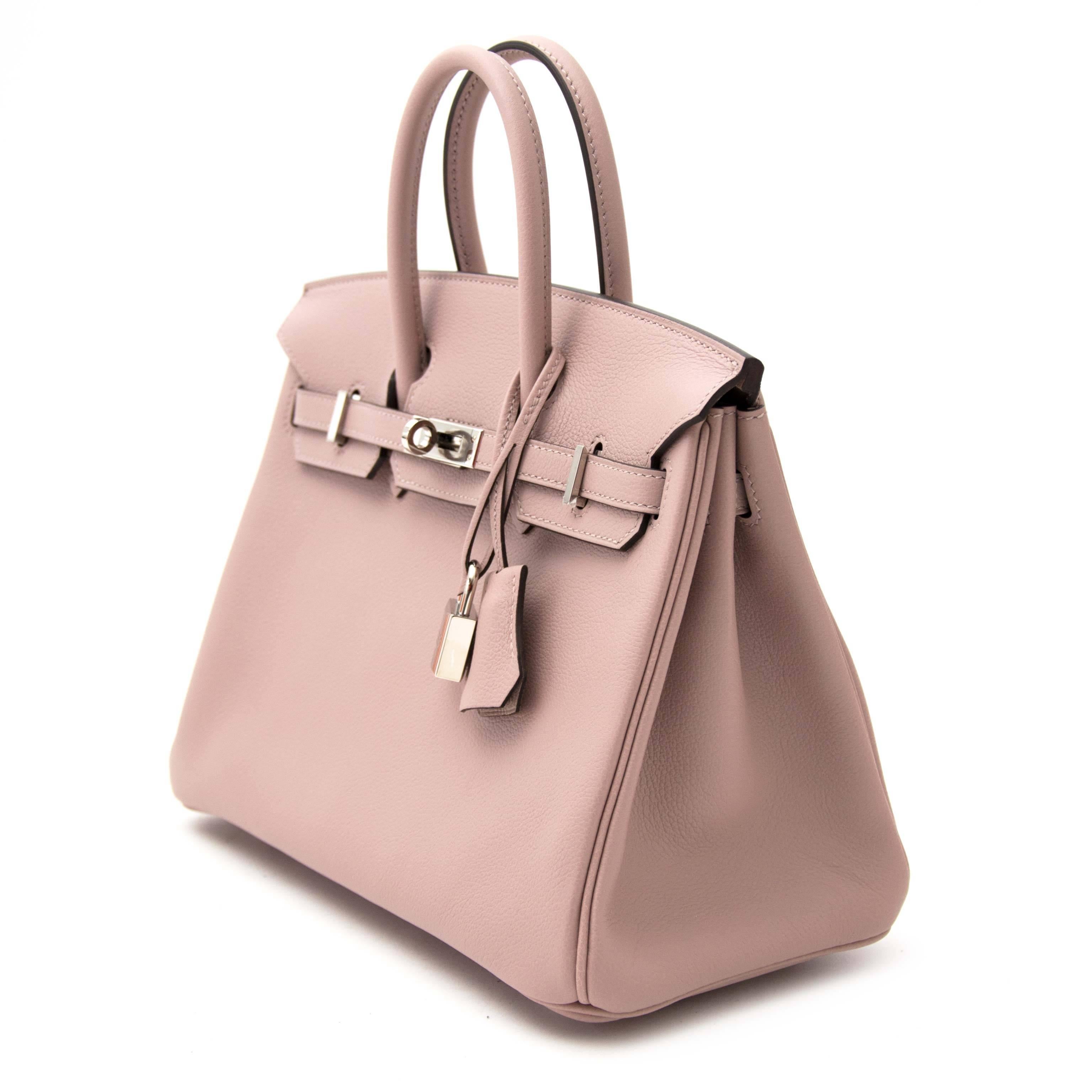 Beige Hard To find Hermès Birkin 25 Evercolor Glycine PHW