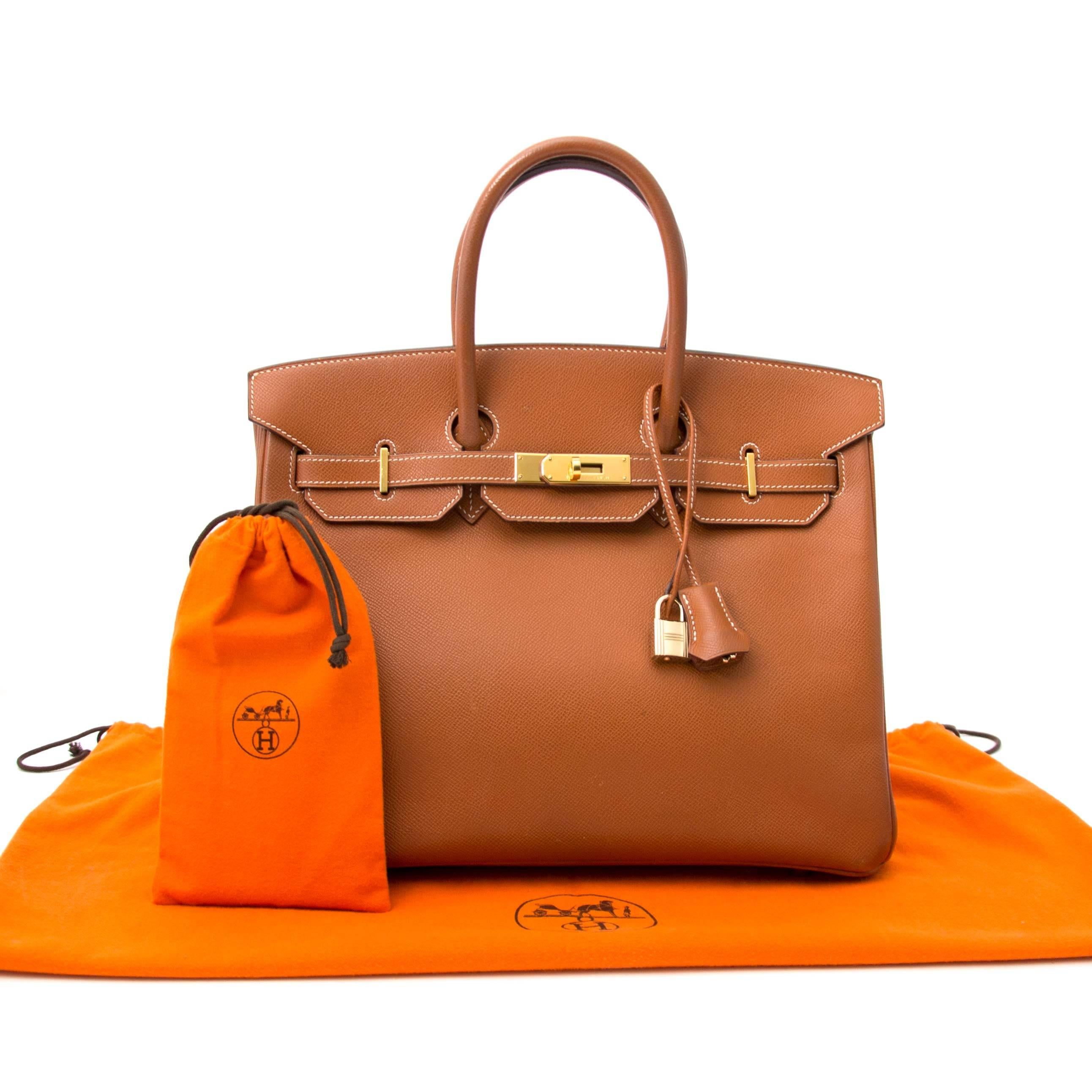 Brown Hermès Birkin 35 Cuir courchevel Gold GHW