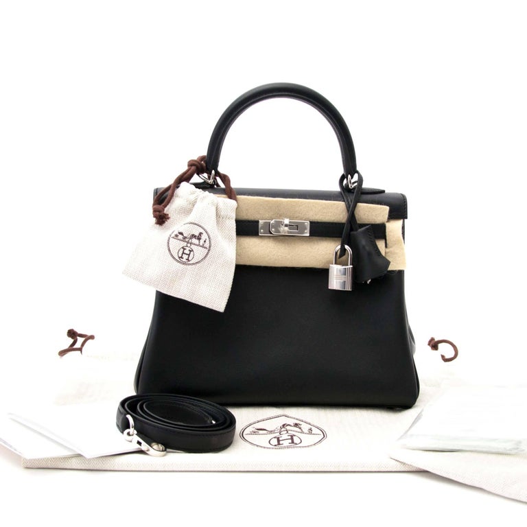 Kelly 25 leather handbag Hermès Black in Leather - 35841537