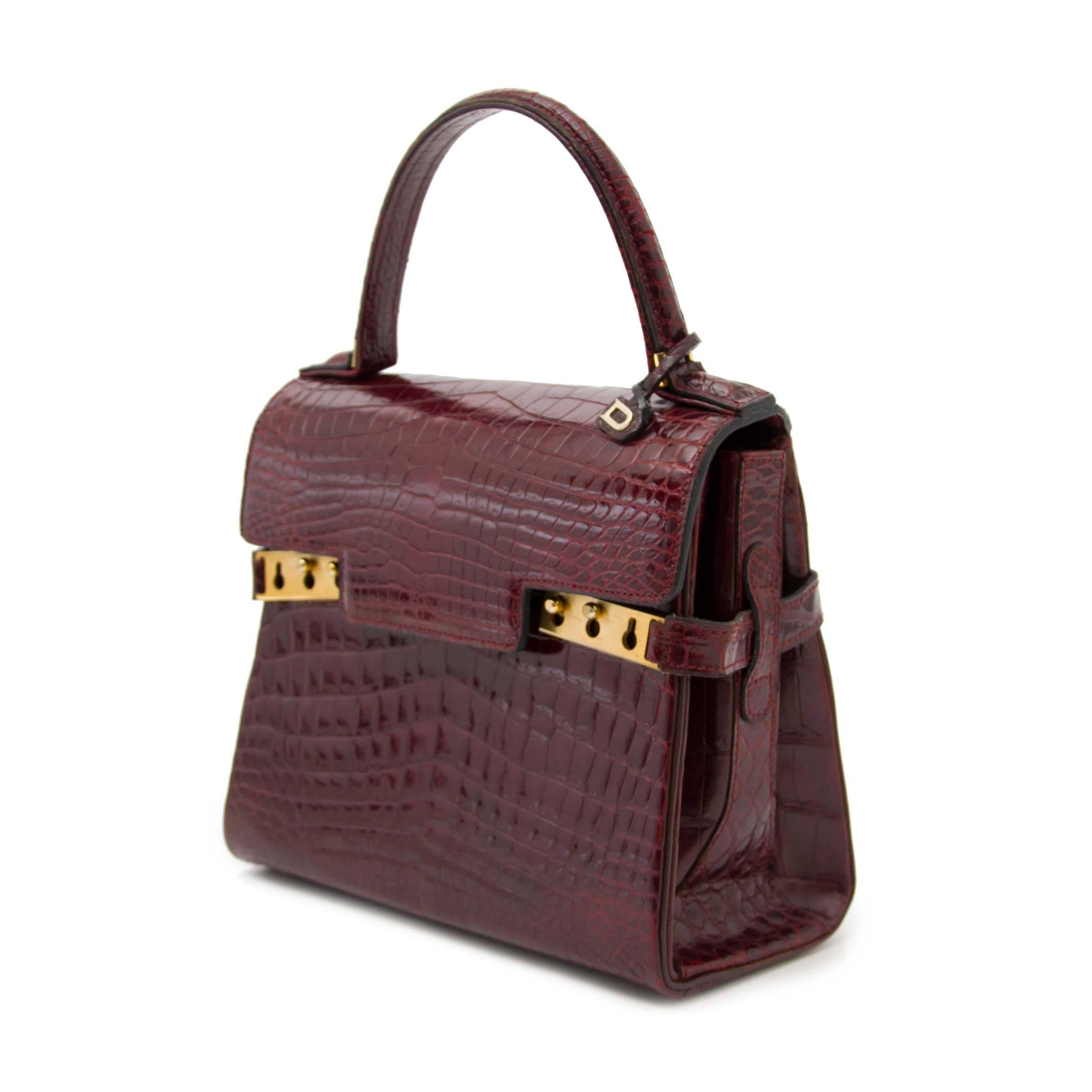 Women's or Men's Delvaux Tempete Croc Bordeaux PM 