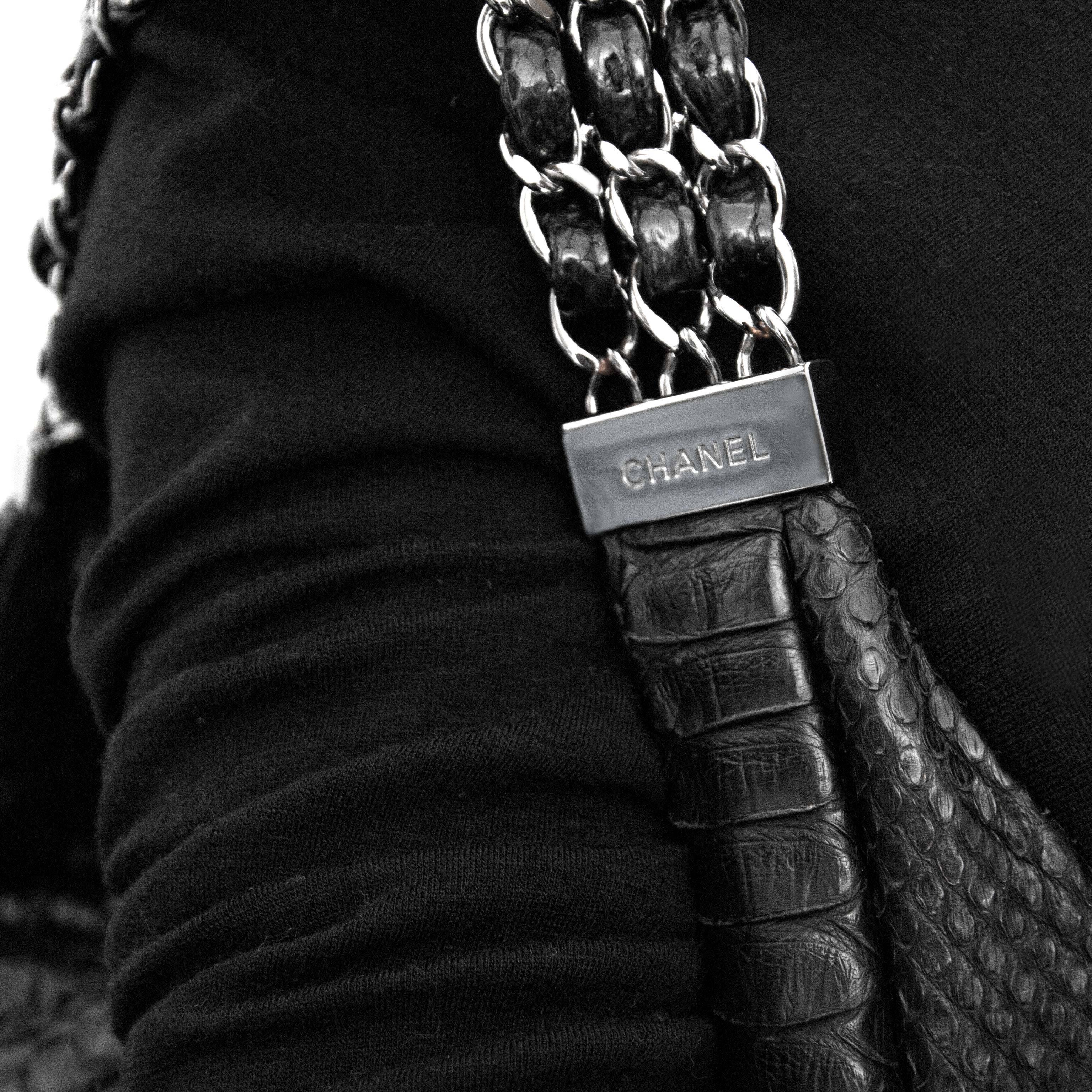 Chanel Python Black Hobo Bag 2