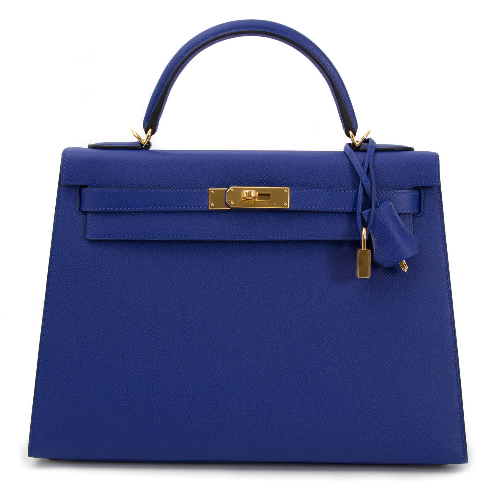 Hermès Kelly 32 Sellier Bleu Electrique Epsom GHW For Sale at 1stDibs ...