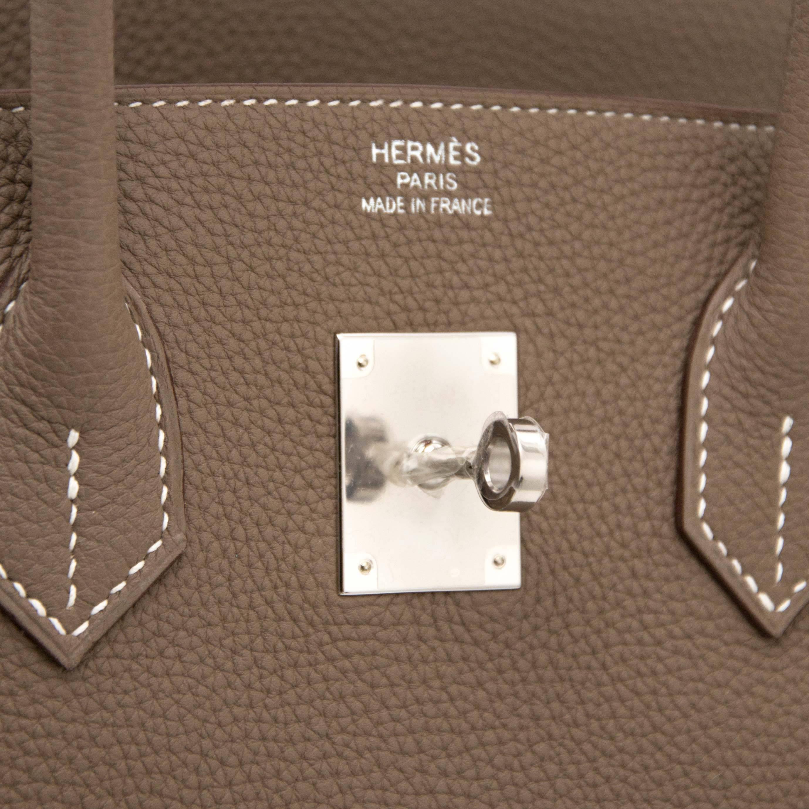 Never Used Hermes Birkin 35 Togo Etoupe PHW In New Condition For Sale In Antwerp, BE