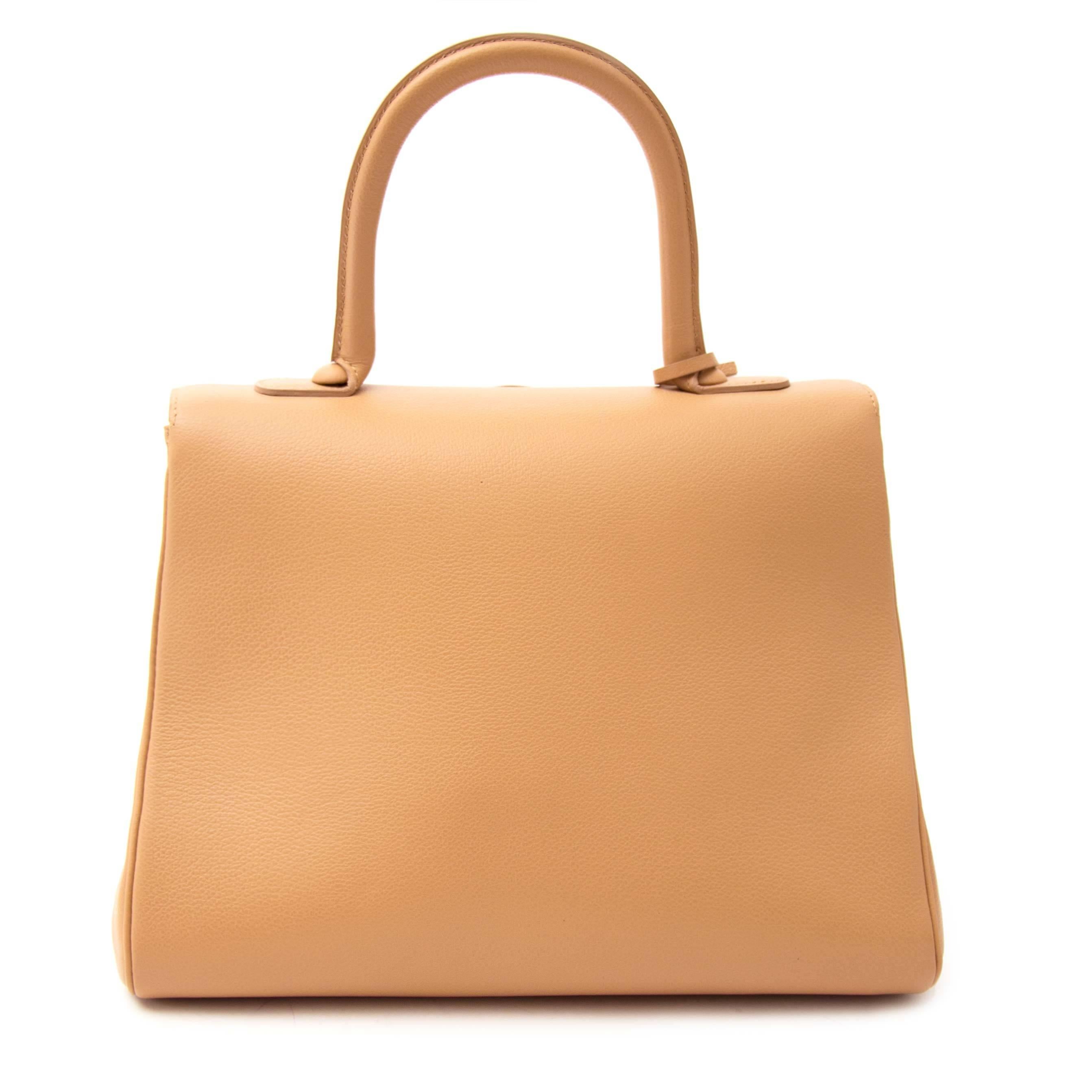 This beautiful Delvaux Brillant is the perfect day to night bag.
The Sand color makes it easy to combine.
The bag opens with the iconic matt gold 'D' buckle and has one large compartment, with a side pocket and zipper pocket.

It is a timeless