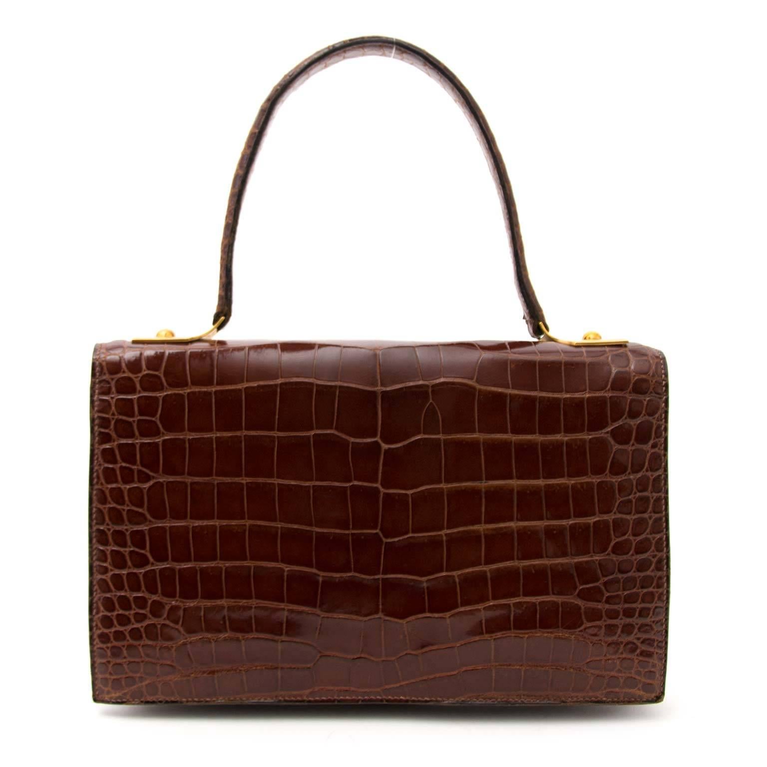 Noir Hermès Vintage Croco Shoulder Bag