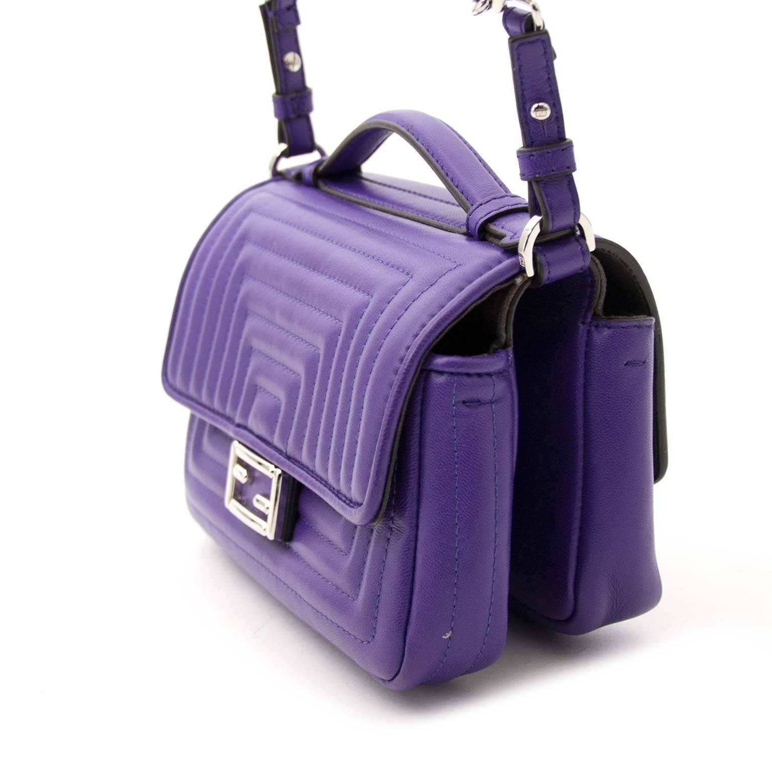 Fendi Purple Nappa Micro Double Baguette  In Excellent Condition In Antwerp, BE