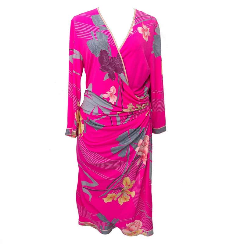 Leonard Bright Pink Floral Printed Dress For Sale at 1stDibs | bright ...