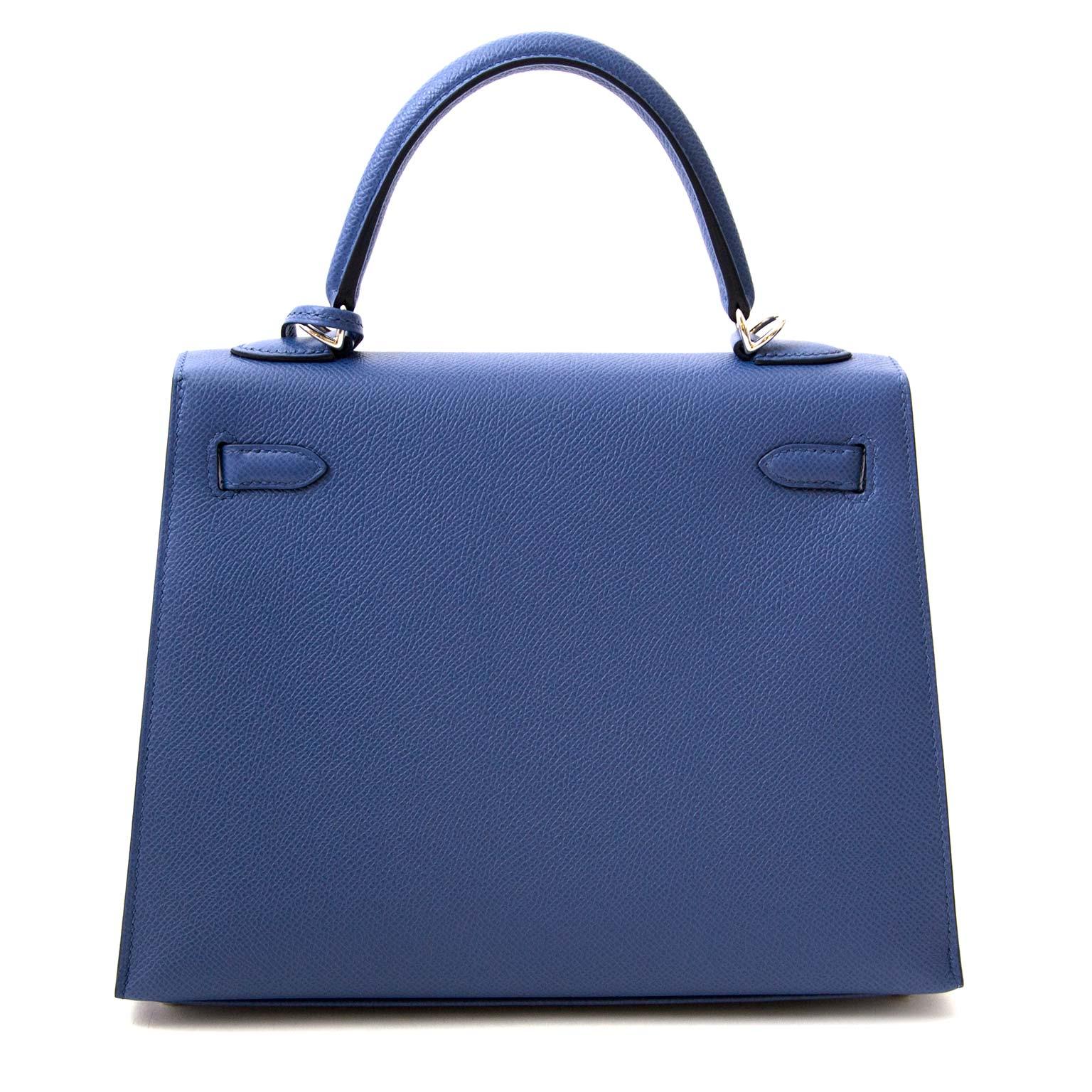 Hermes Epsom Sellier 25 Blue Brighton PHW Kelly Bag at 1stDibs | blue ...
