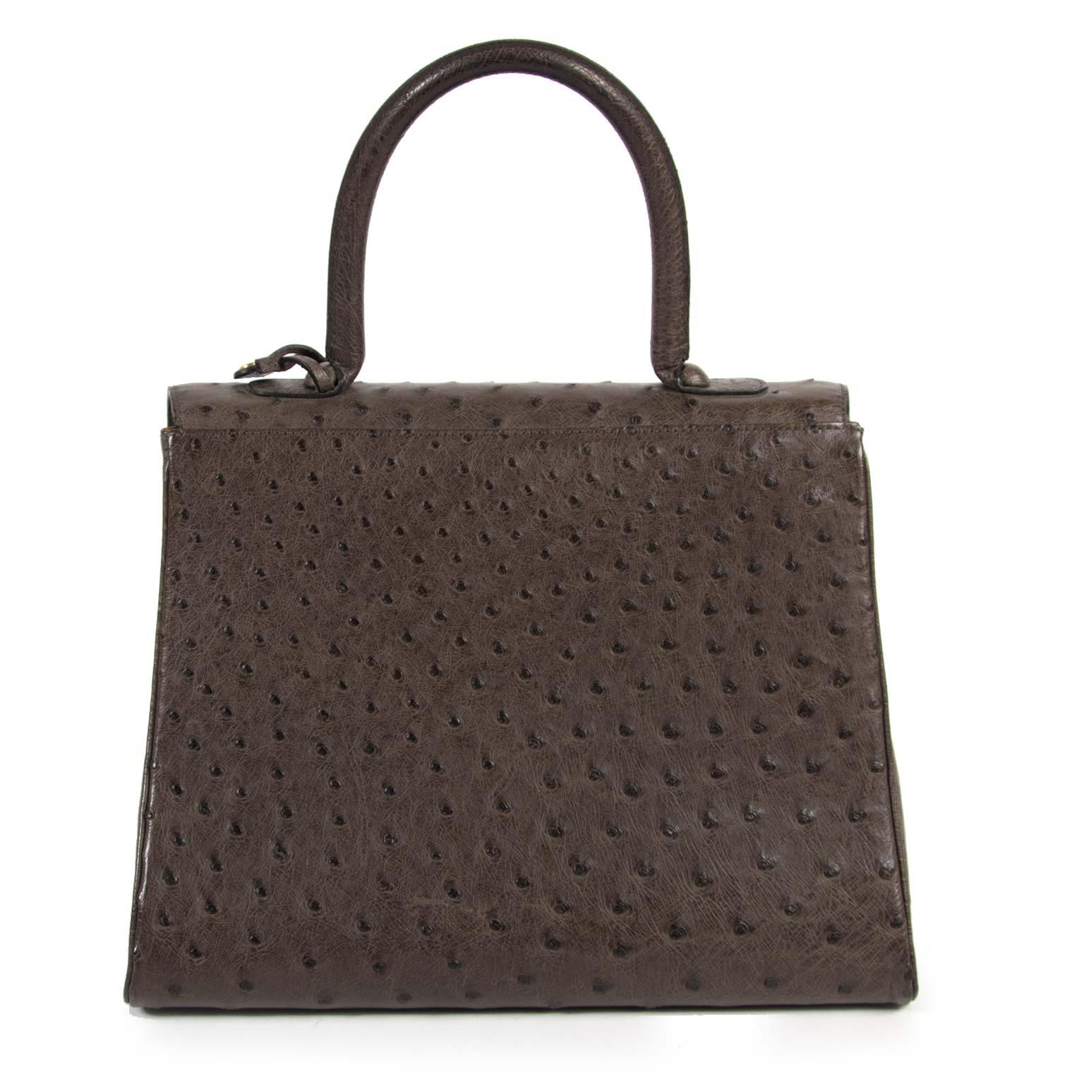 Delvaux Brillant Ostrich MM Palissandre Bag  In Excellent Condition In Antwerp, BE