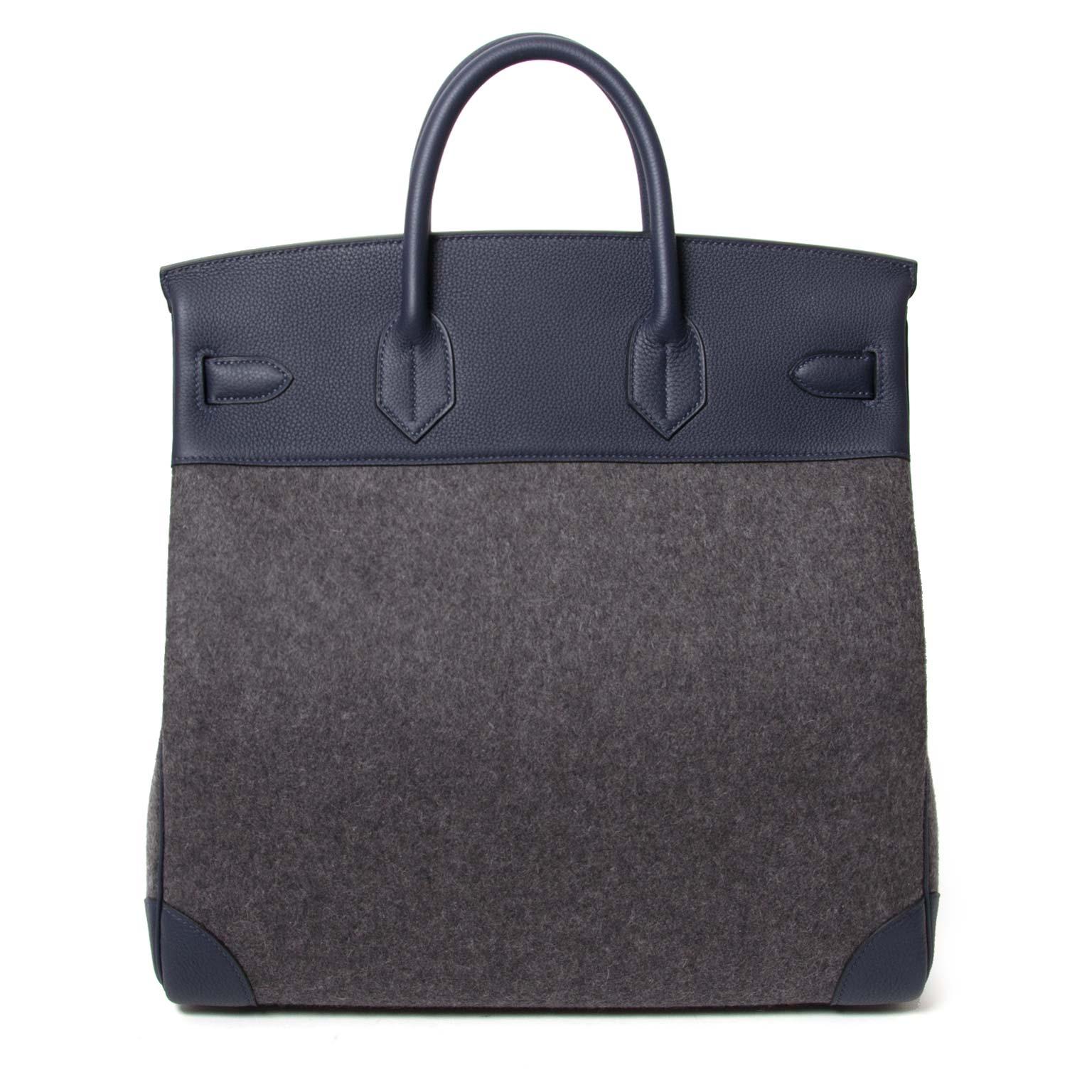 Hermès Birkin HAC Haut a Courroies 40 Feutre / Togo Gris Moyen / Bleu Nuit (Schwarz)