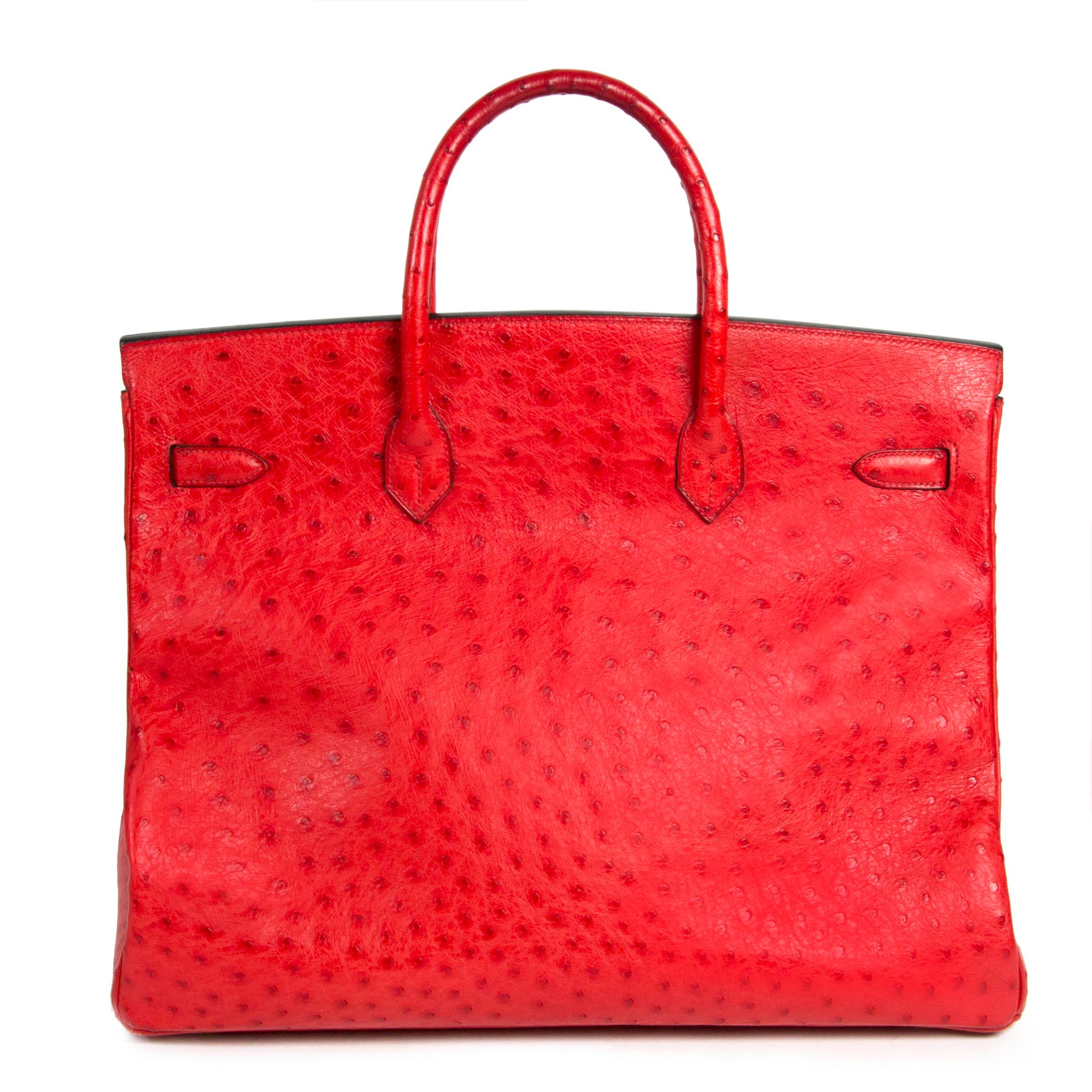 Hermès Birkin 40 Strauß Bougainvillea PHW (Rot) im Angebot
