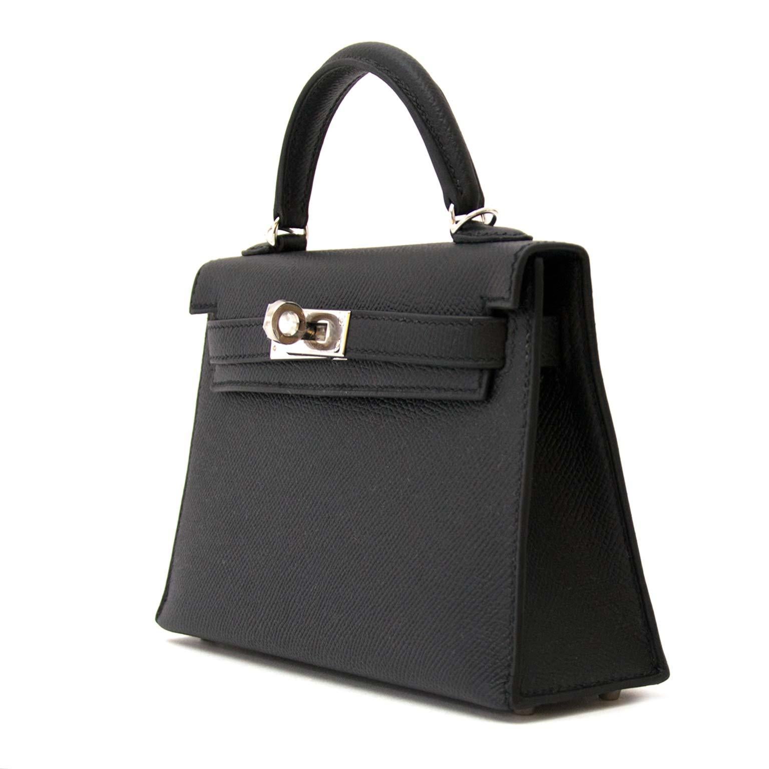 mini kelly black epsom