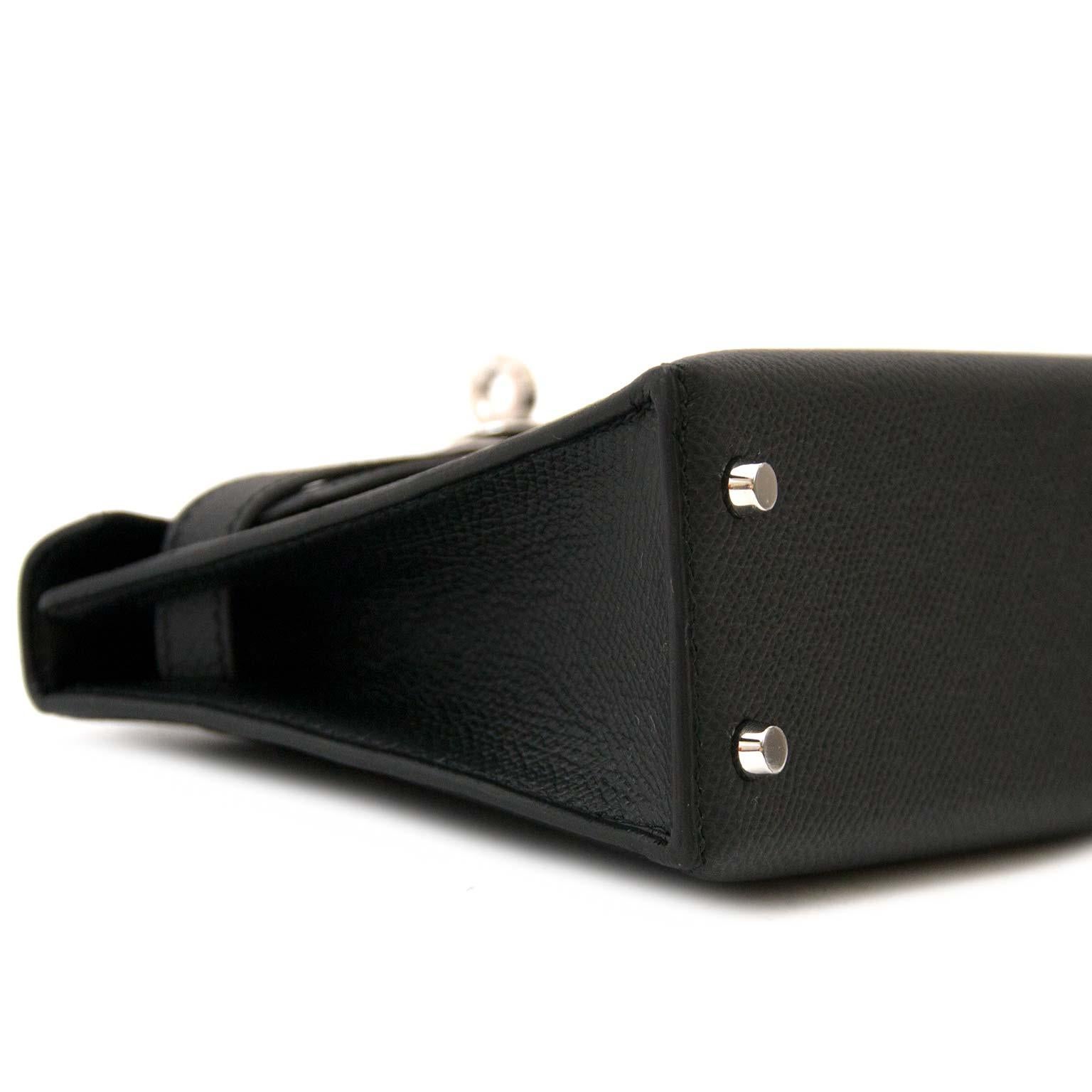 Hermès Kelly II Mini Veau Epsom Black PHW In New Condition In Antwerp, BE