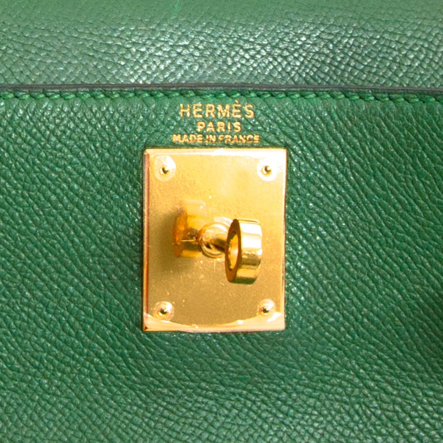 Hermès Kelly 28 Vert Bengal Courchevel GHW 3