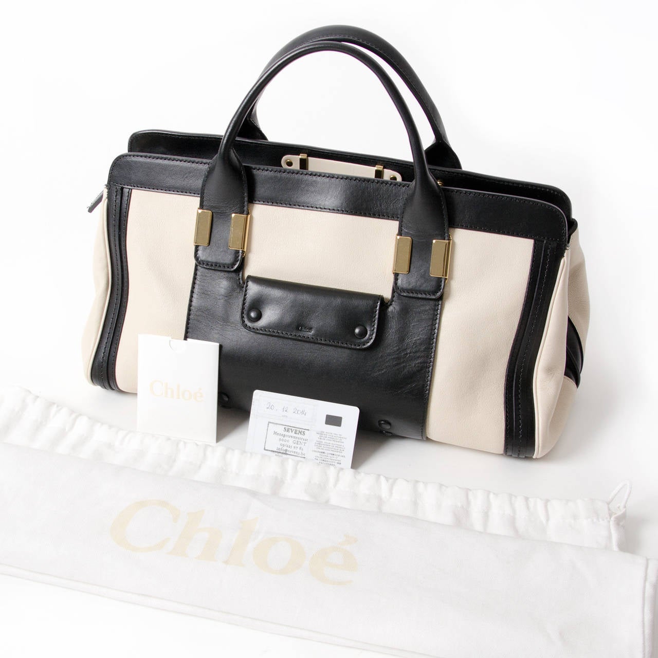 Chloé 'Alice' Black & White Leather Bag 1