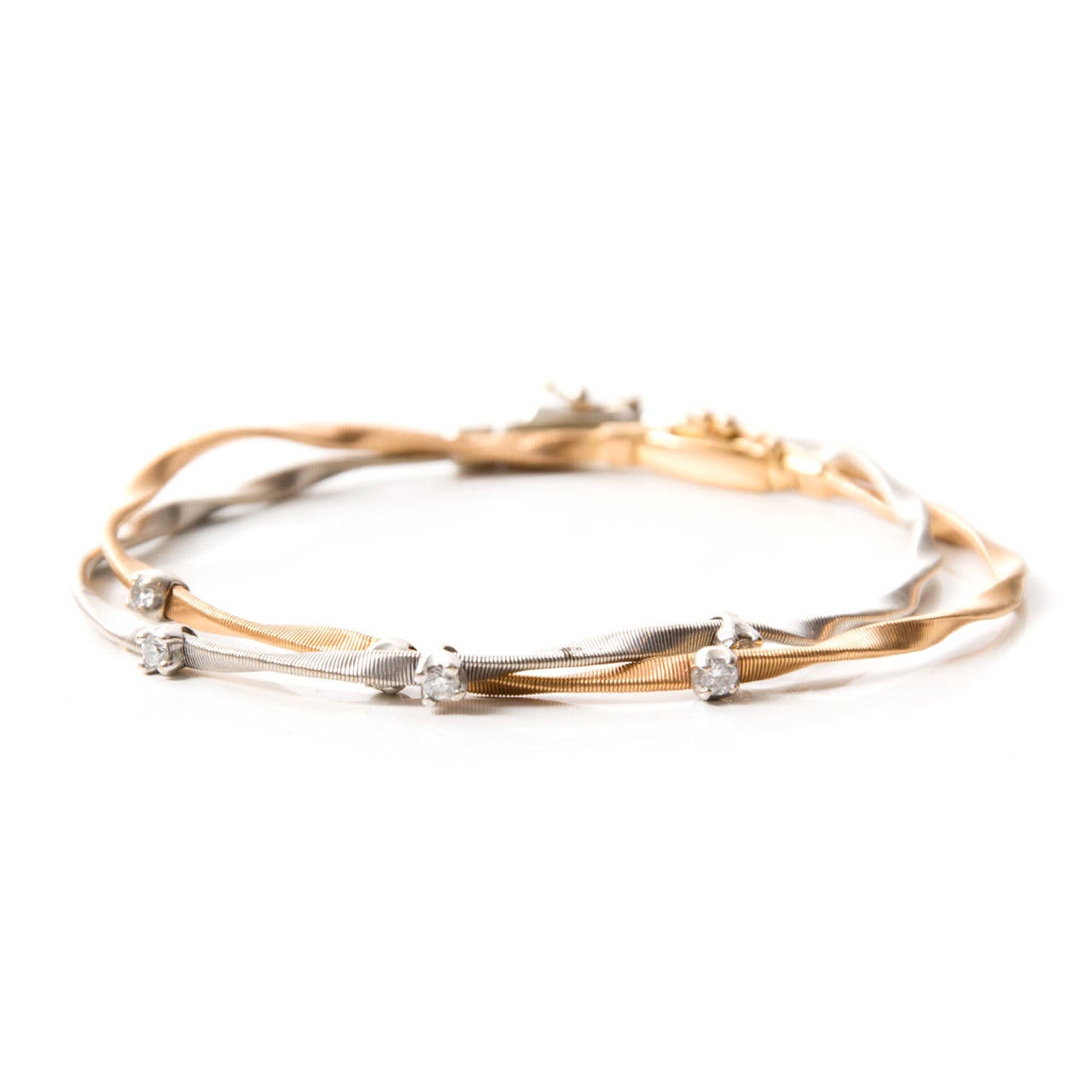 Marco Bicego Yellow Gold Marrakech Single Strand Diamond Gold Bracelet In Excellent Condition In Antwerp, BE