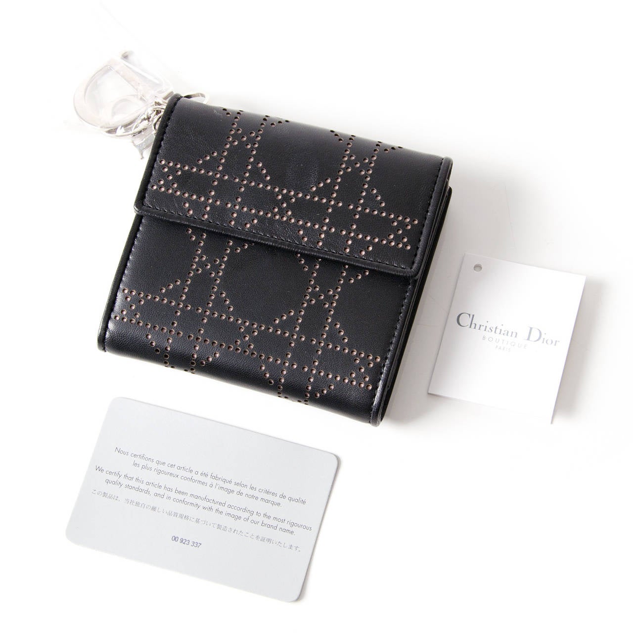 Lady Dior Black Perforated Small Wallet at 1stDibs christian dior