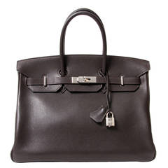 Hermès Birkin 35 Veau Evergrain Chocolate PHW + INVOICE