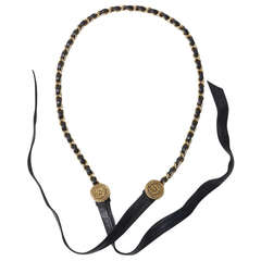 Chanel Chain 
Black Leather Belt
