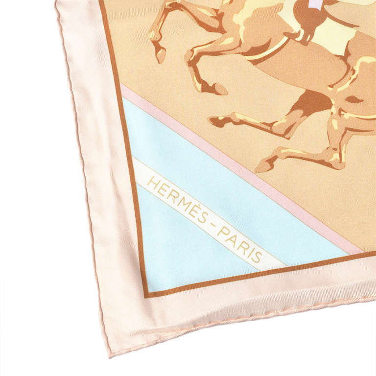 Hermes Pastel Horse Scarf In Excellent Condition In Antwerp, BE