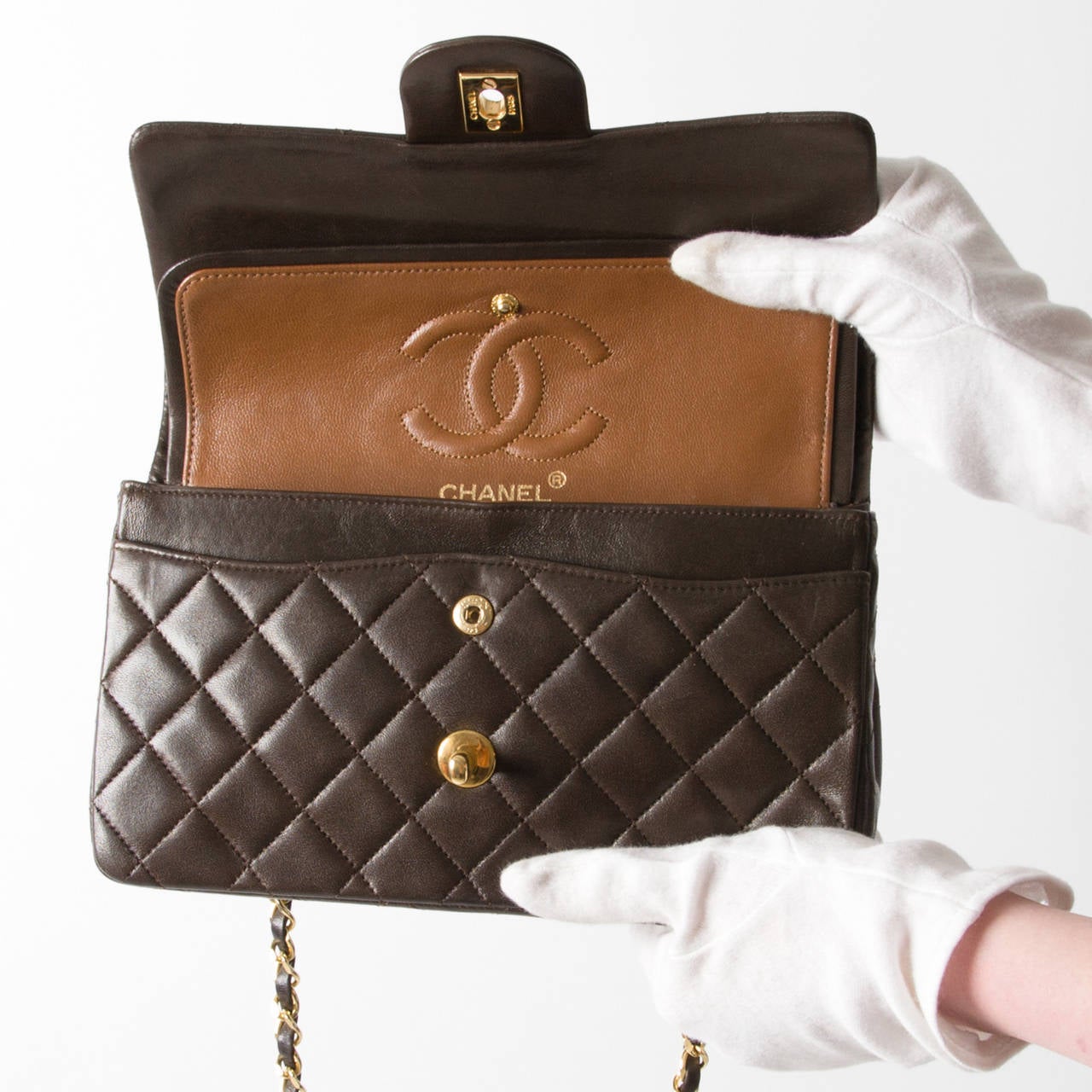 Chanel Small Classic Flap Bag in Chocolate Brown GHW at 1stDibs