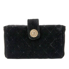 Chanel Black Quilted Velvet Mini Purse Clutch at 1stDibs