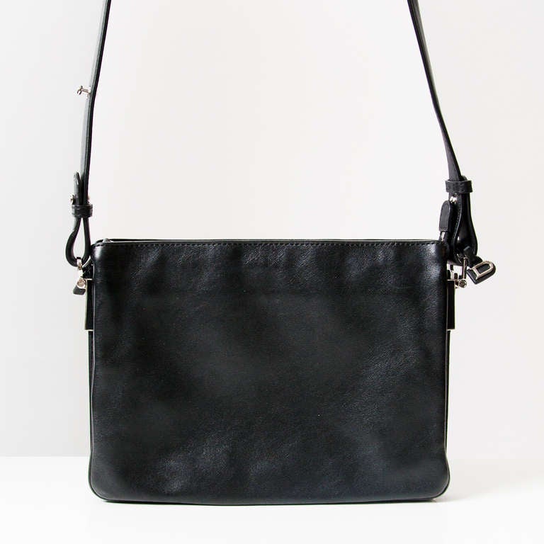 Delvaux Black Leather Crossover Bag In Excellent Condition In Antwerp, BE