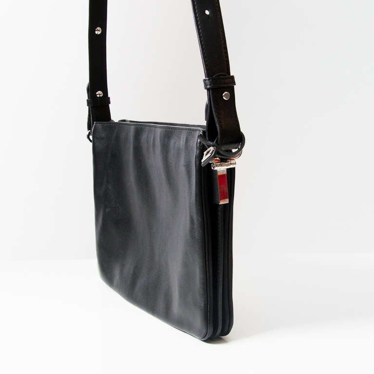 Women's Delvaux Black Leather Crossover Bag