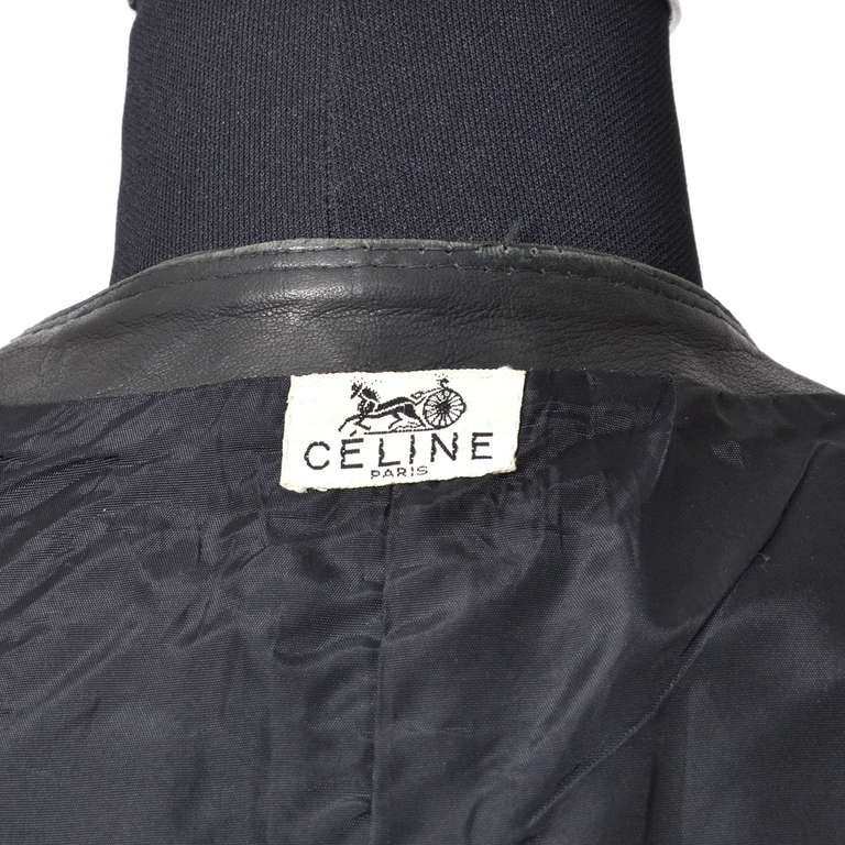Celine Black Leather Sleeveless Vest In Excellent Condition In Antwerp, BE