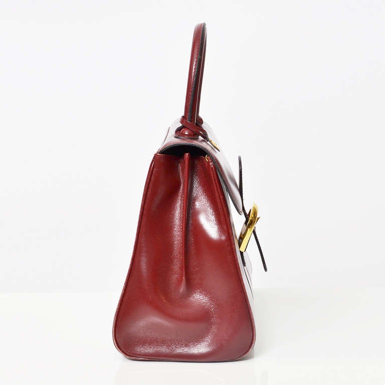Delvaux Brillant MM Burgundy Bag In Good Condition In Antwerp, BE