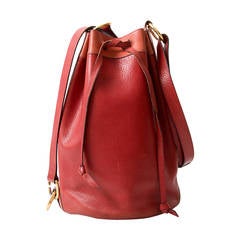 Delvaux "Ecole" Red Leather Shoulder Bag