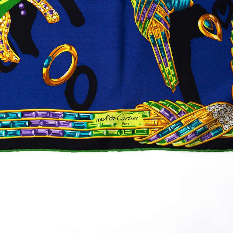 Must de Cartier Paris Silk Scarf with Rings and Stones