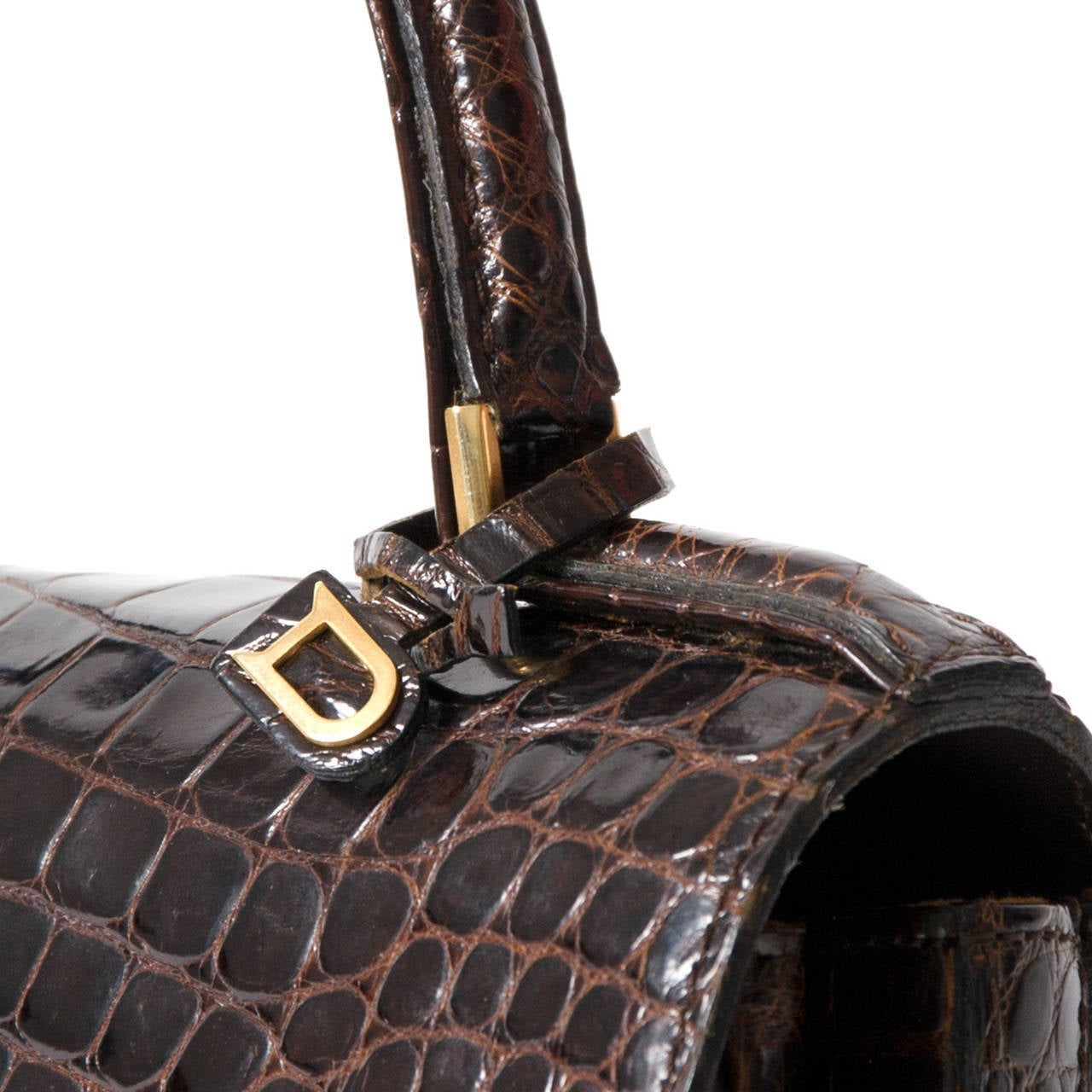 Delvaux Dark Brown Crocodile Tempête In Excellent Condition In Antwerp, BE