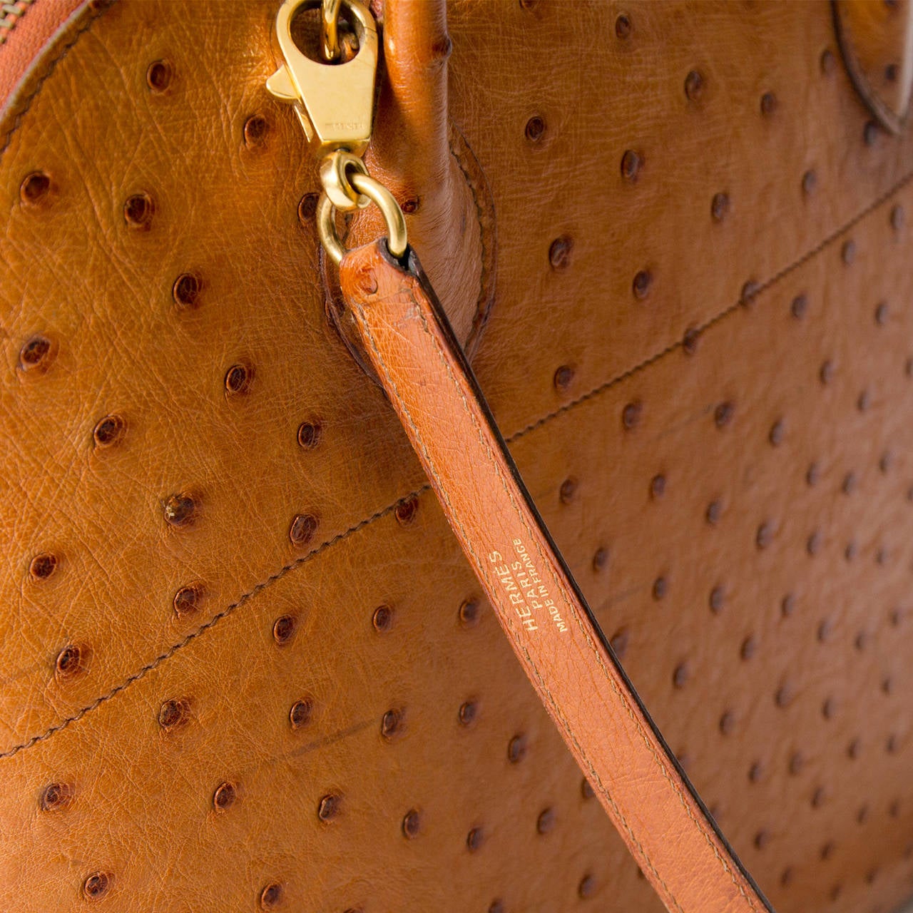 Herm��s Bolide Cognac Ostrich Bag For Sale at 1stdibs