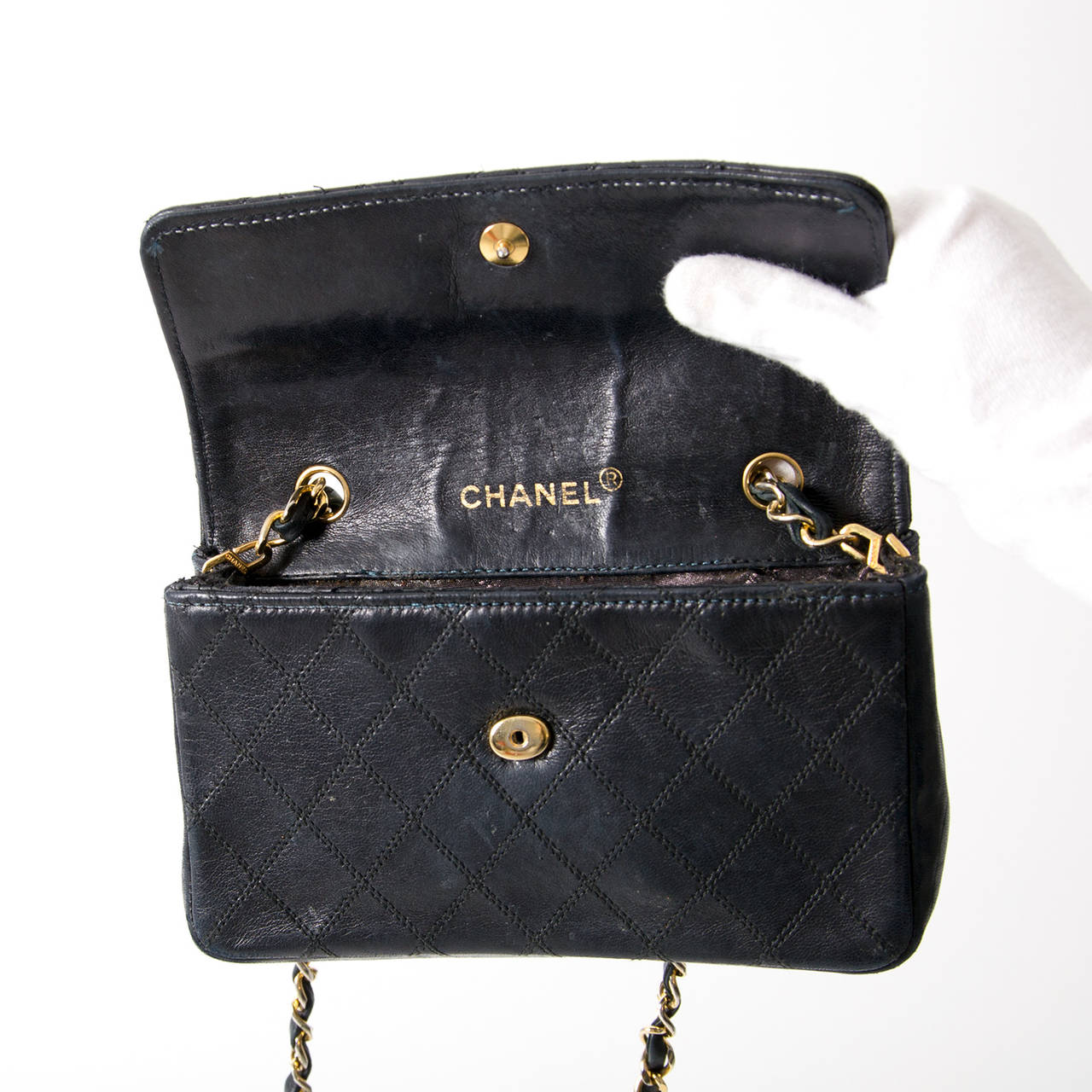 Chanel Vintage Small Quilted Black Flap Bag 2