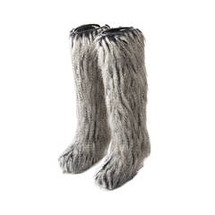Chanel Grey Faux-fur Yeti Boots