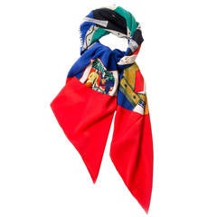 Chanel Carré Red and Blue Silk Scarf