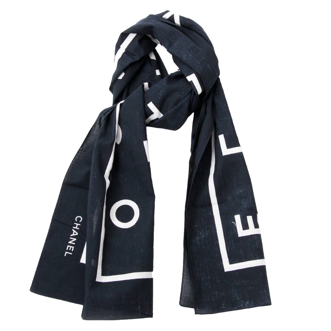 Chanel Black Letter Scarf