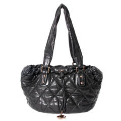 Chanel Bubble Quilted Leather Black Handbag