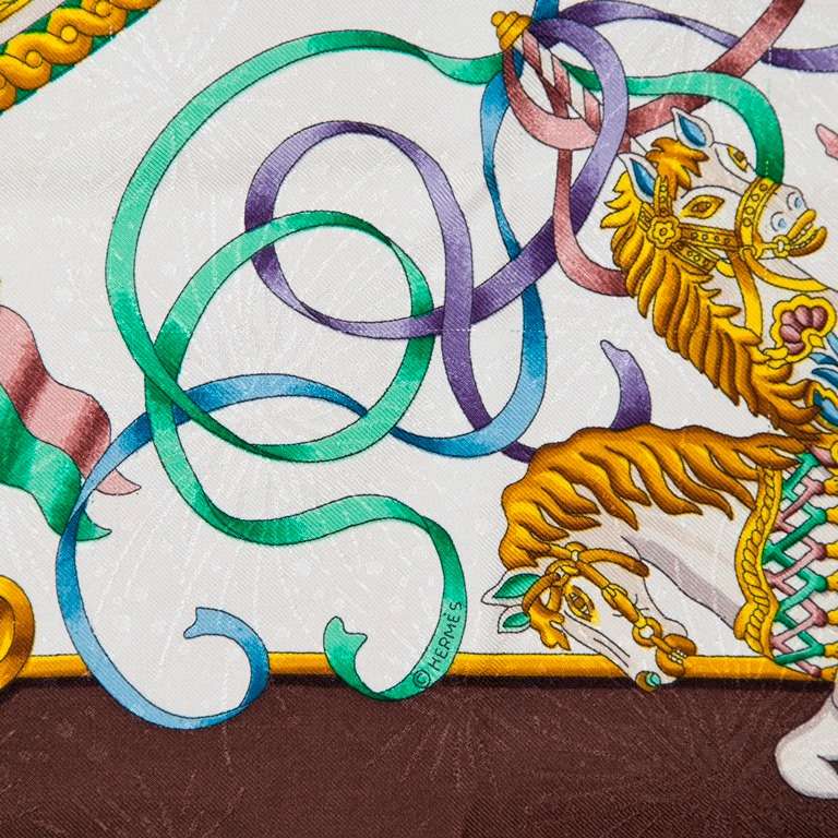 Hermes silk carré scarf with Luna Park print designed by Joachim Metz.