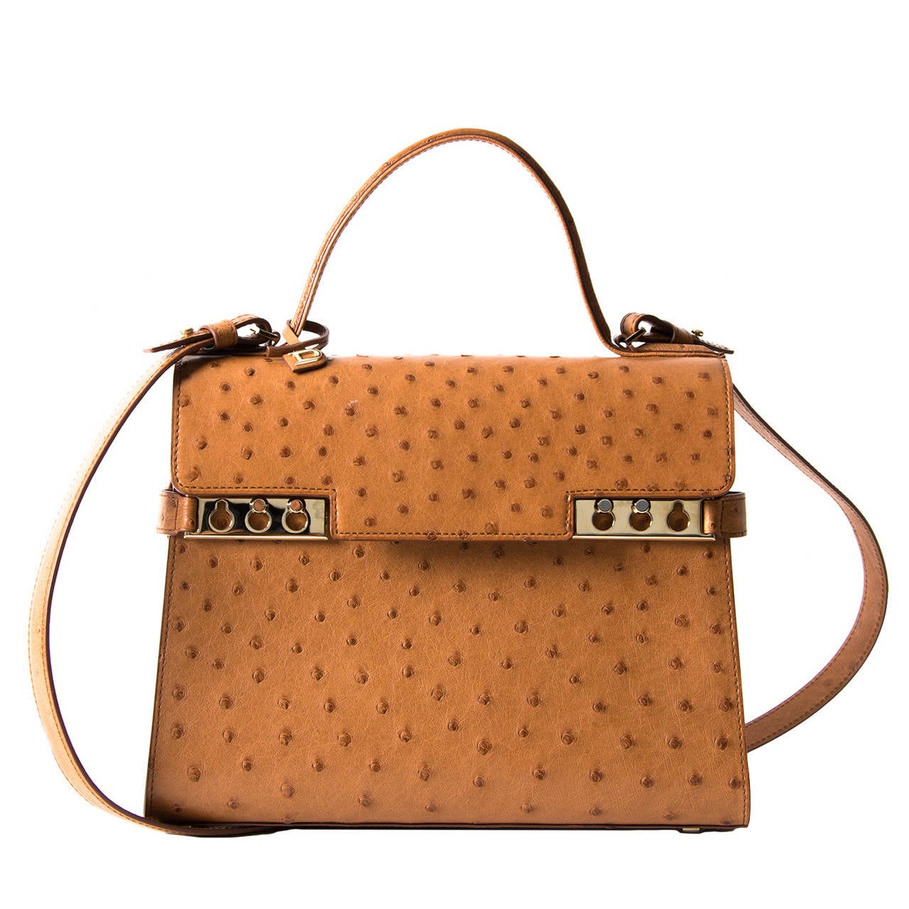 Delvaux Tempete Bag Ostrich Gold