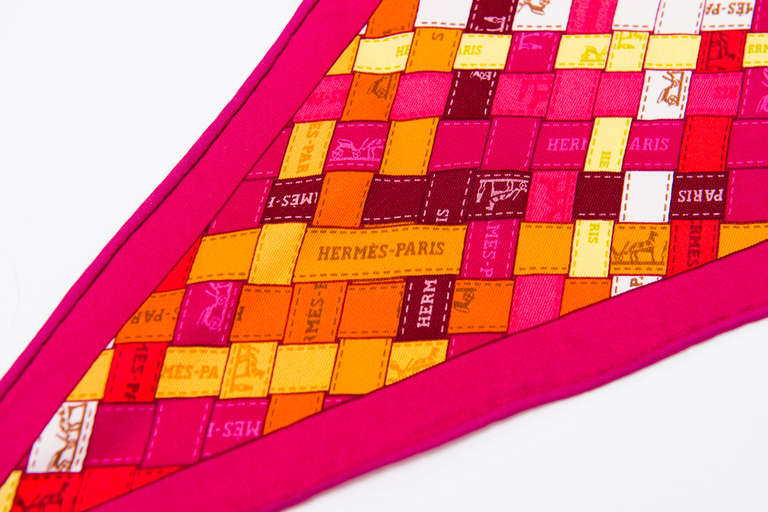 Hermès Multicolor Triangle Silk Scarf In Good Condition In Antwerp, BE