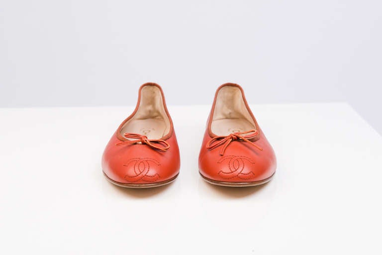 Chanel Red Ballerina Flats