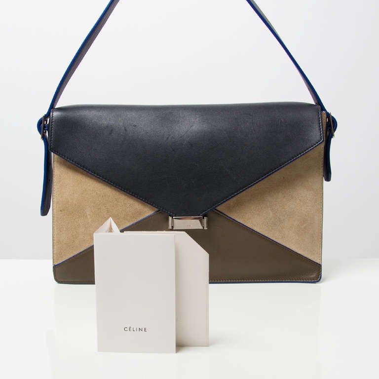 celine black suede clutch bag  