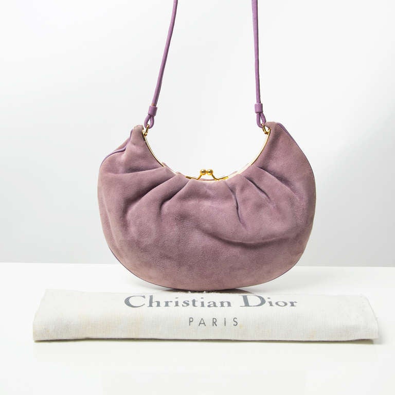 Women's Christian Dior Mini Lilac Suede Shoulder Bag