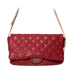 Chanel Red Caviar Leather Flap Messenger Bag